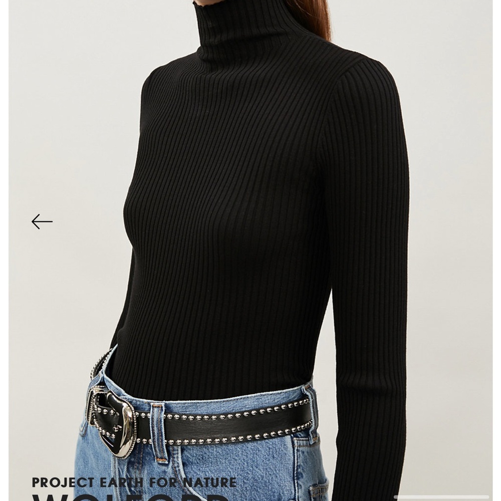 Wilfred small black Turtleneck ribbed jersey jumper